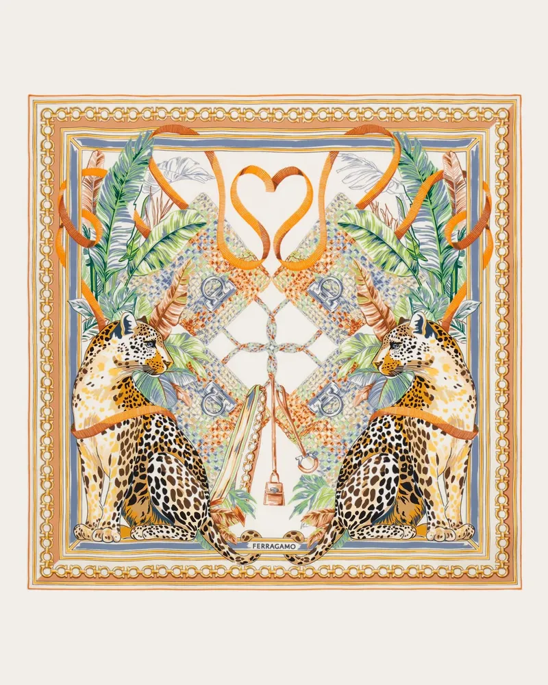 Ferragamo Donna Foulard in seta stampa Felini Arancione Arancione