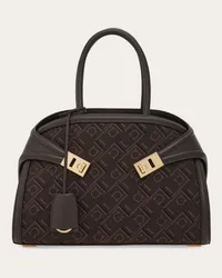 Ferragamo Donna Borsa a mano Hug jacquard (S) Marrone Marrone