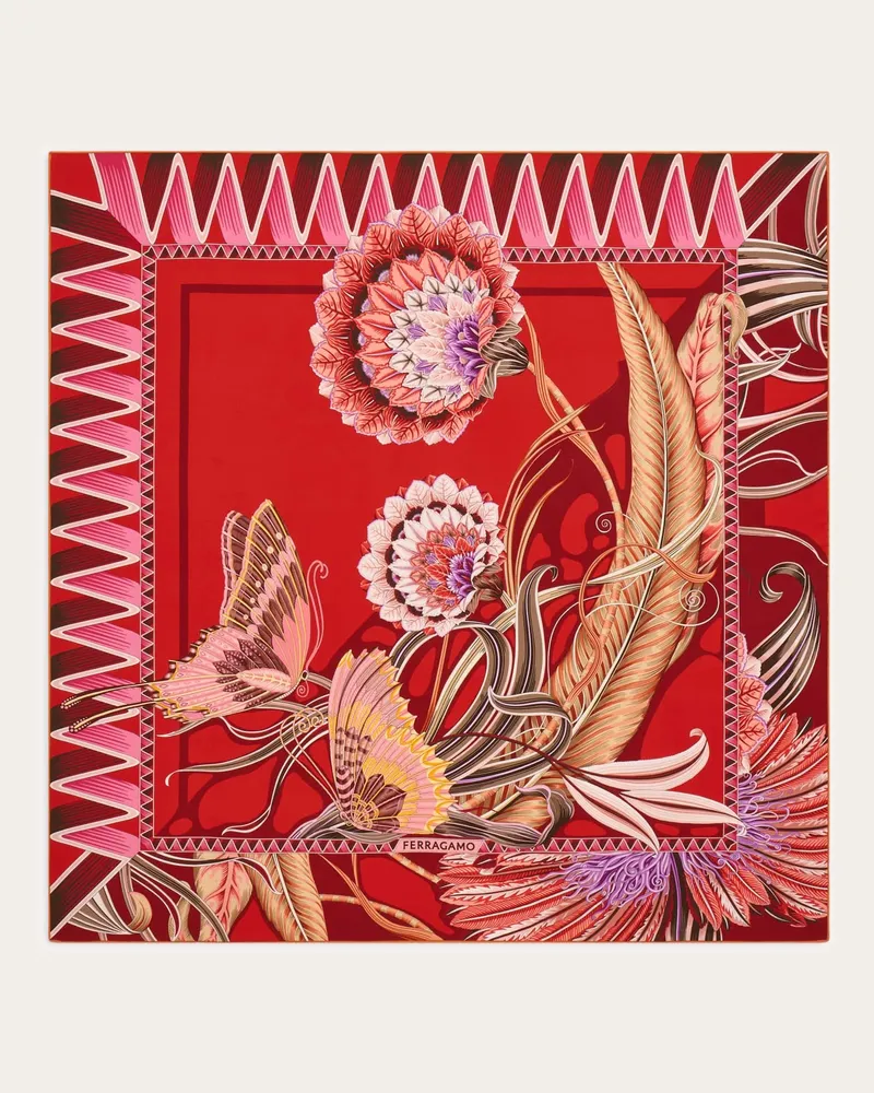Ferragamo Donna Foulard in seta stampa Giada Rosso Rosso