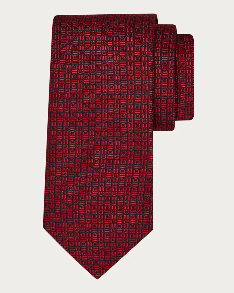 Ferragamo Uomo Cravatta jacquard Gancini grafico Rosso Rosso