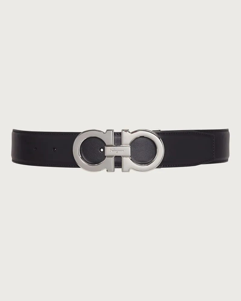 Ferragamo Uomo Cintura reversibile e regolabile Gancini Nero Nero