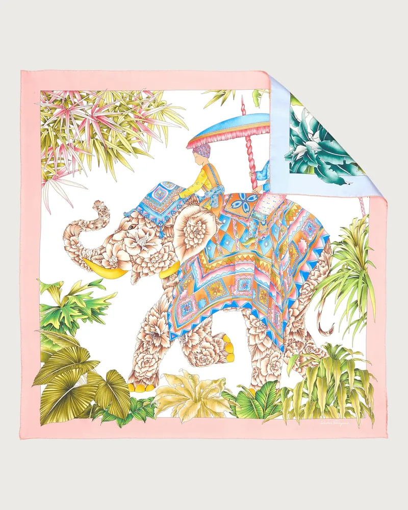Ferragamo Donna Foulard in seta double face stampa India Multicolore Multicolore