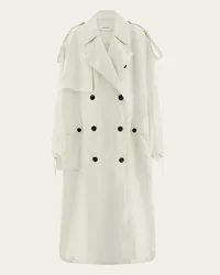 Ferragamo Donna Trench in seta habotai Bianco Bianco