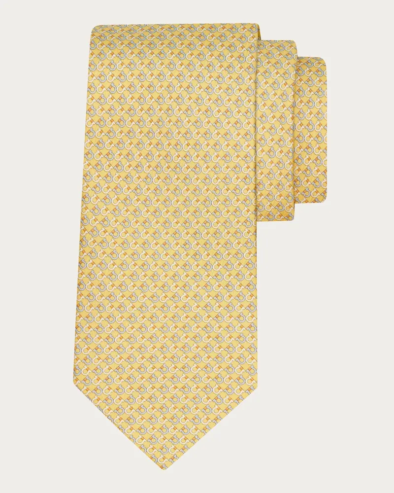 Ferragamo Uomo Cravatta in seta stampa Gancini square Giallo Giallo