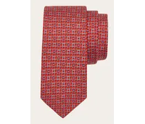 Uomo Cravatta in seta stampa Gancini Rosso