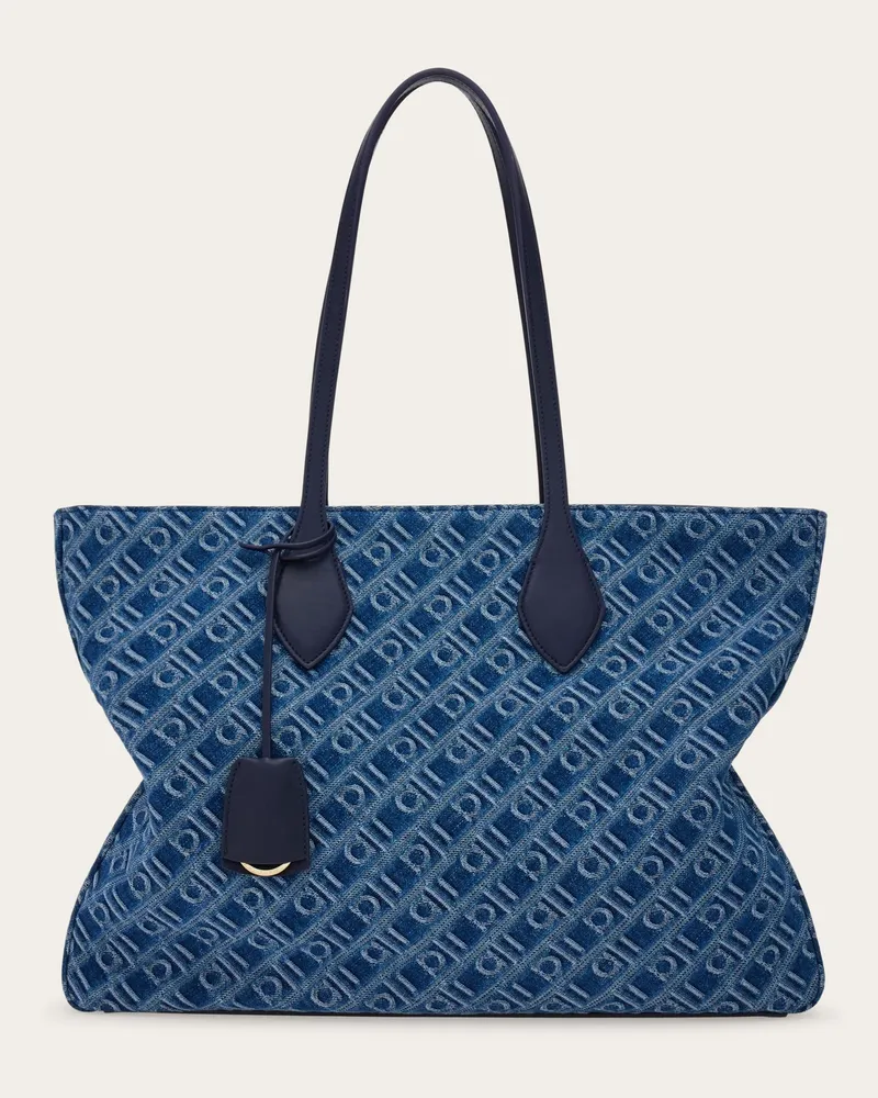 Ferragamo Donna Tote bag star-shaped Ferragamo Monogram (L) Blu Blu