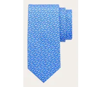 Uomo Cravatta in seta stampa Tobia Blu