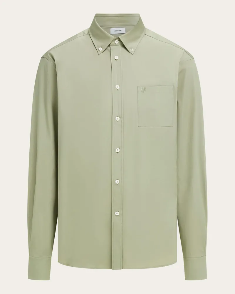 Ferragamo Uomo Camicia botton down Verde Verde