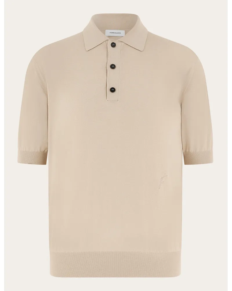 Ferragamo Uomo Polo manica corta misto seta Grigio Grigio