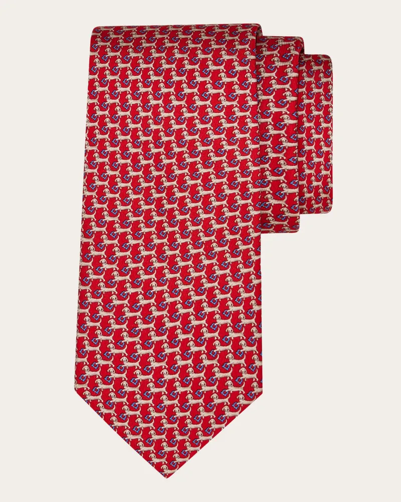 Ferragamo Uomo Cravatta in seta stampa bassotto Rosso Rosso