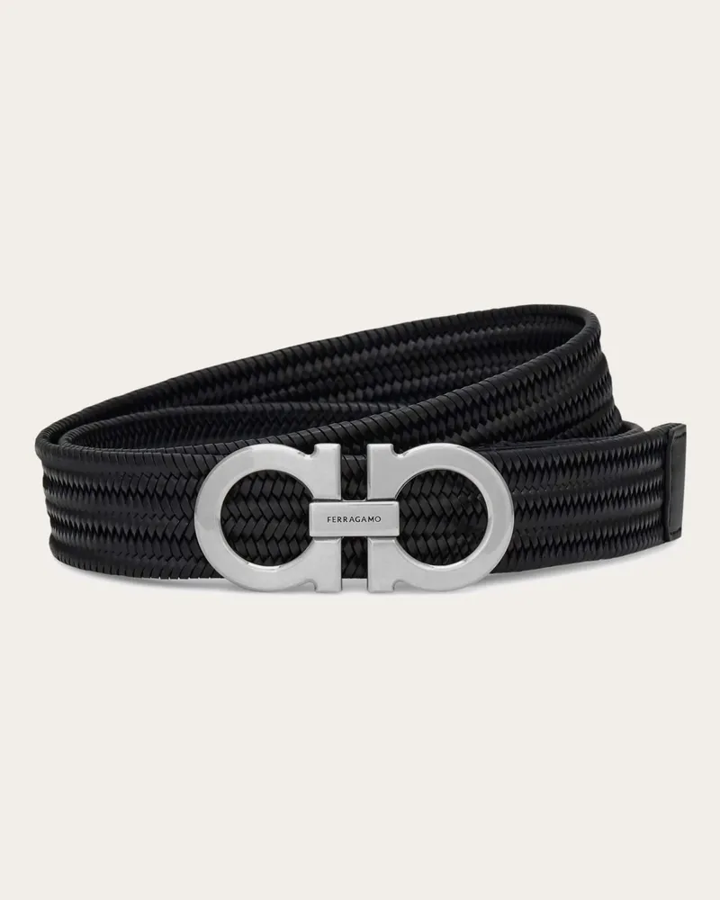 Ferragamo Uomo Cintura stretch Gancini Nero Nero
