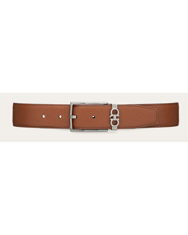 Ferragamo Uomo Cintura reversibile e regolabile Gancini Marrone Marrone