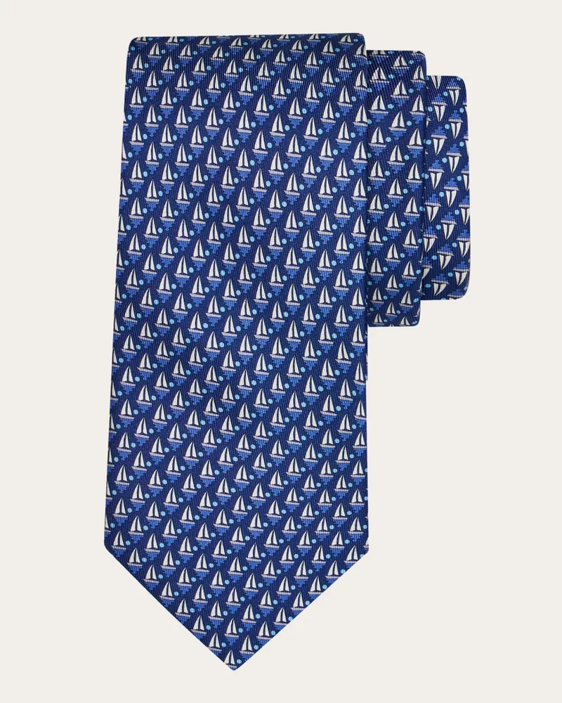 Ferragamo Uomo Cravatta in seta stampa Veliero Blu Blu