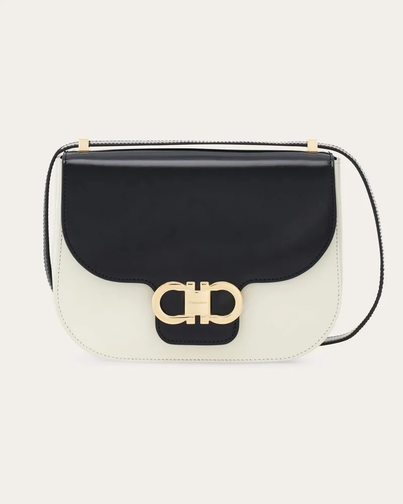 Ferragamo Donna Borsa a tracolla North-South Double Gancini (XS) Nero Nero