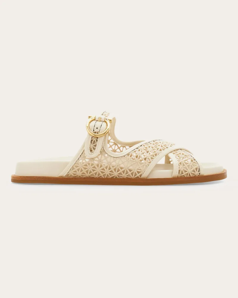 Ferragamo Donna Slide con fasce incrociate Bianco Bianco