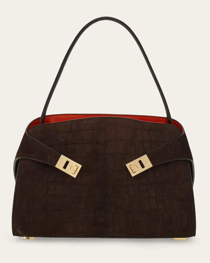 Ferragamo Donna Borsa a spalla Hug soft (M) Marrone Marrone