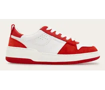 Uomo Sneaker con dettagli a rilievo Bianco/Rosso fiamma