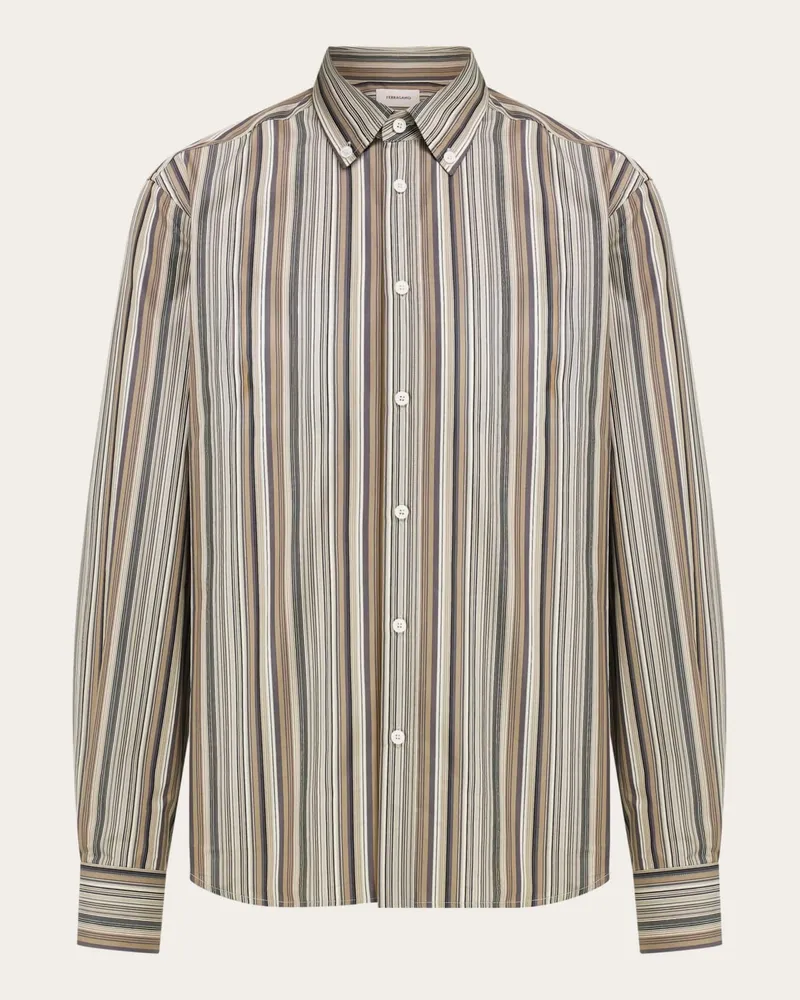 Ferragamo Uomo Camicia botton down Beige Beige