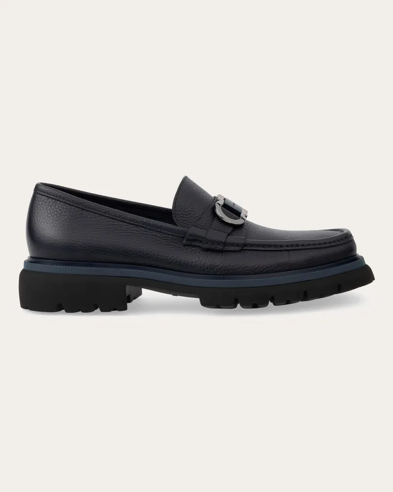 Ferragamo Uomo Mocassino ornamento Gancini Blu Blu