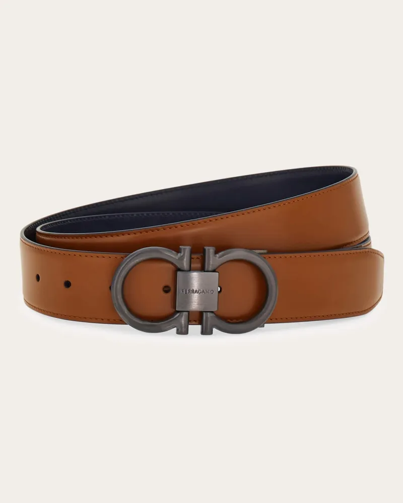 Ferragamo Uomo Cintura reversibile e regolabile Gancini Blu Blu