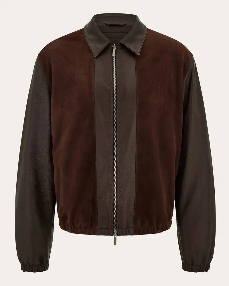 Ferragamo Uomo Blouson in cervo e suede Marrone Marrone