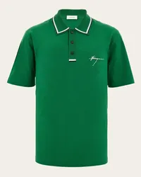 Ferragamo Uomo Polo in cotone con firma Verde Verde