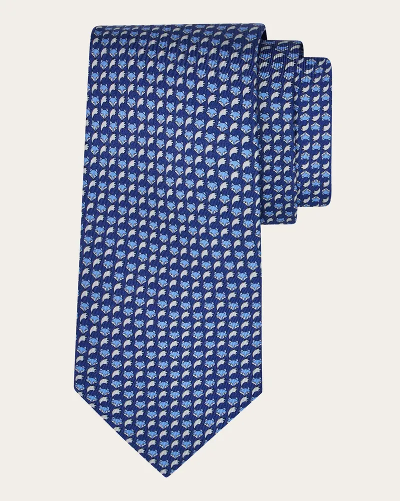 Ferragamo Uomo Cravatta in seta stampa Fox Blu Blu