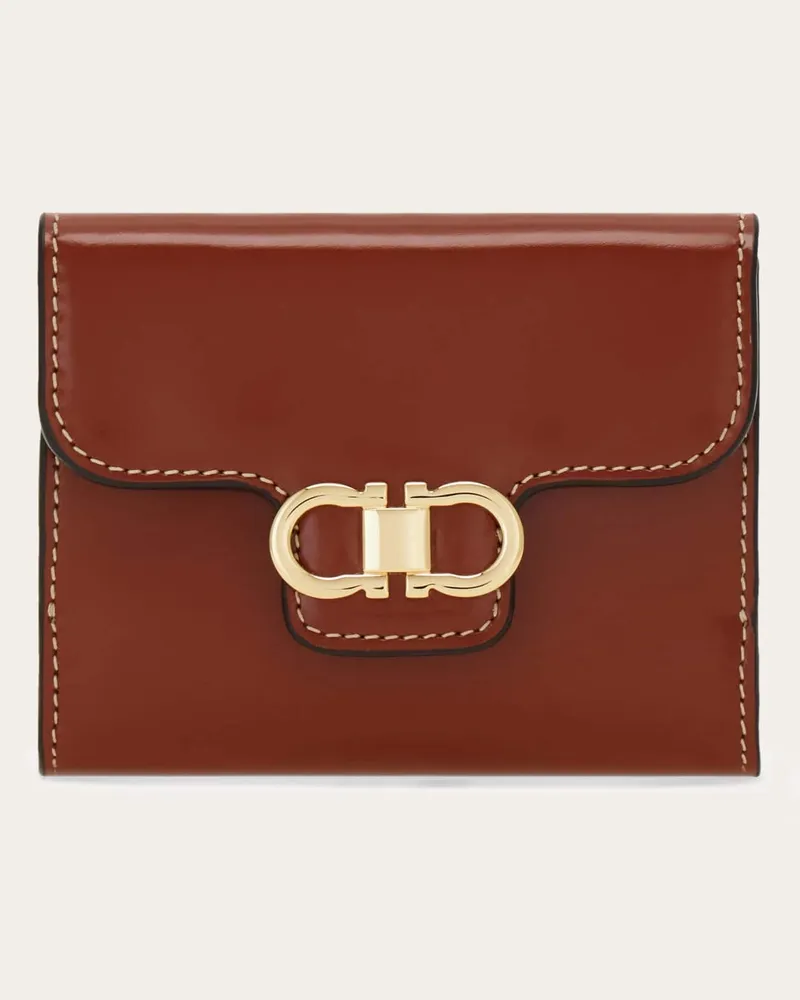 Ferragamo Donna Portafoglio compatto Gancini Marrone Marrone