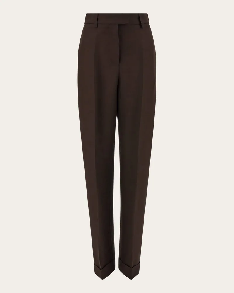 Ferragamo Donna Pantalone con risvolto Marrone Marrone