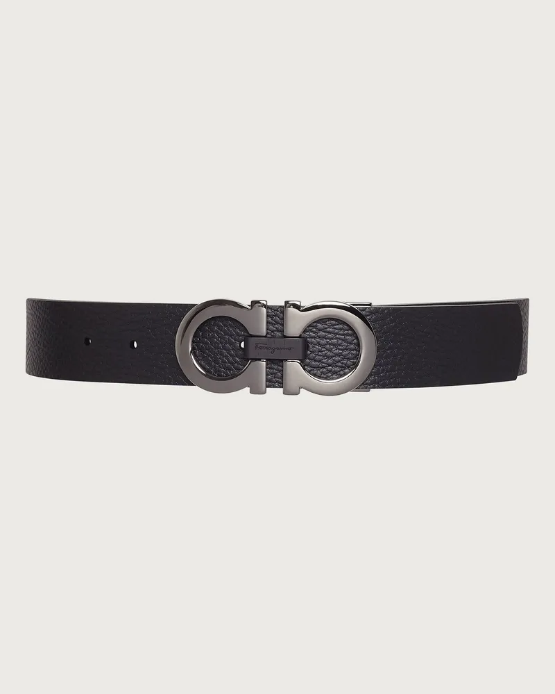 Ferragamo Uomo Cintura reversibile e regolabile Gancini Nero Nero