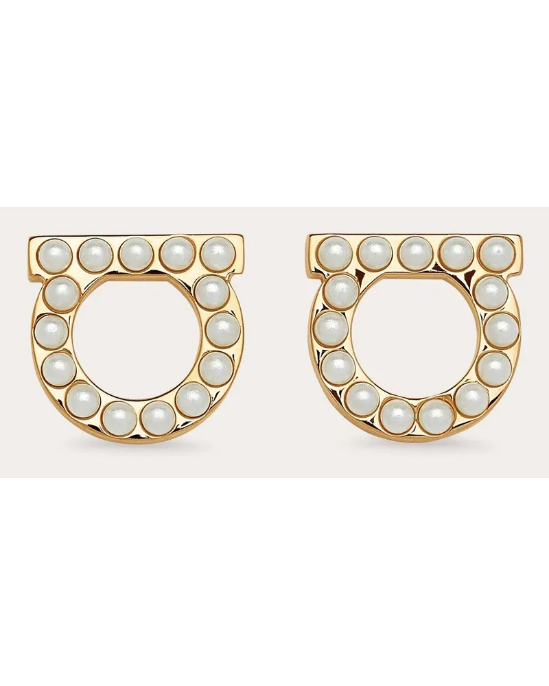 Ferragamo Donna Orecchini Gancini con perle Oro Oro