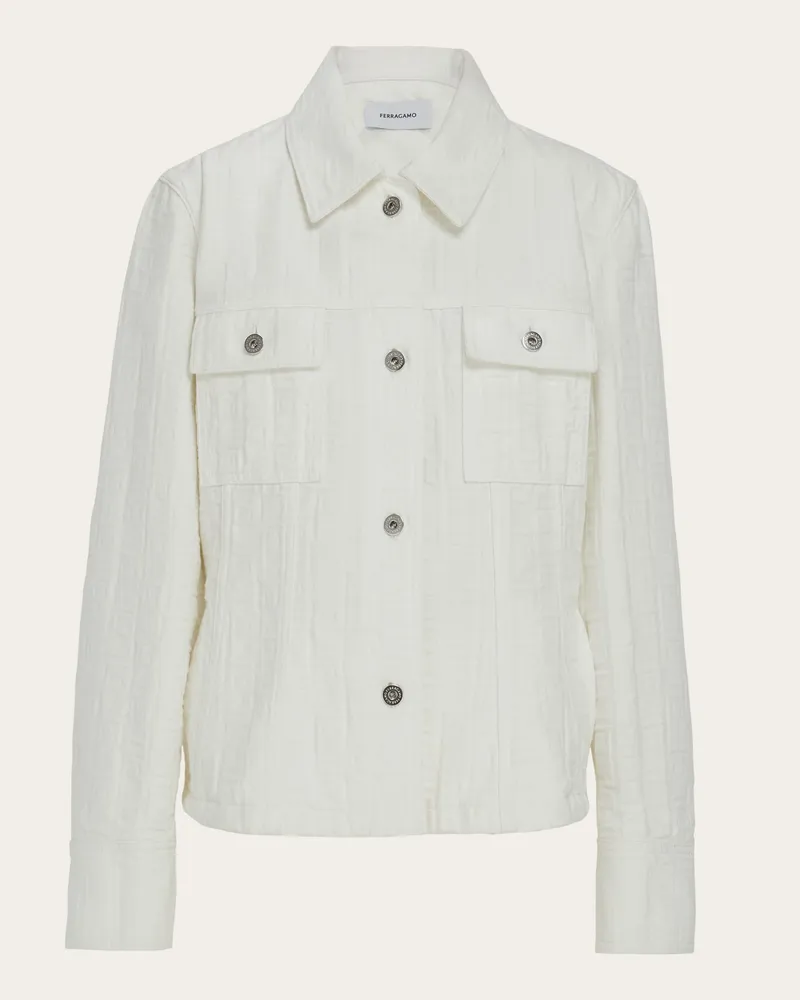 Ferragamo Donna Giubbino trucker Bianco Bianco