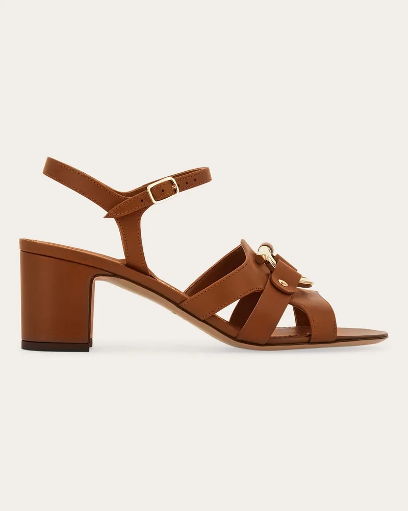 Ferragamo Donna Sandalo ornamento Gancini Marrone Marrone