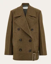 Ferragamo Donna Peacoat in panno double Verde Verde