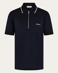 Ferragamo Uomo Polo in cotone con zip Blu Blu