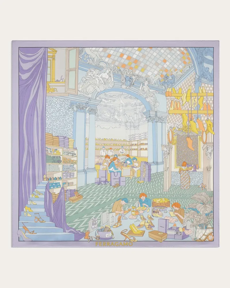 Ferragamo Donna Foulard in seta stampa Atelier Multicolore Multicolore