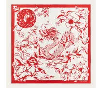 Donna Foulard in seta stampa Dragone Rosso/Bianco