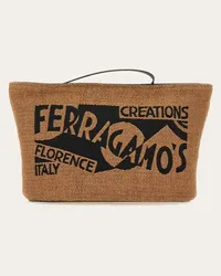 Ferragamo Donna Pouch con logo Beige Beige