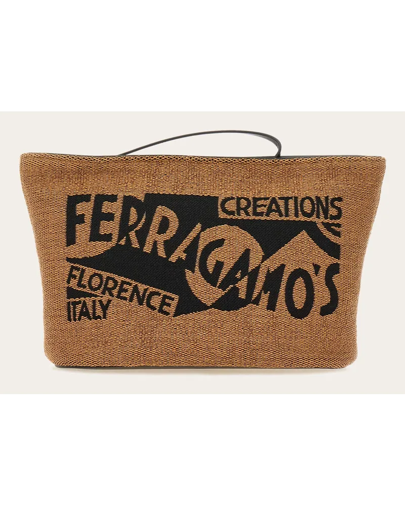 Ferragamo Donna Pouch con logo Beige Beige