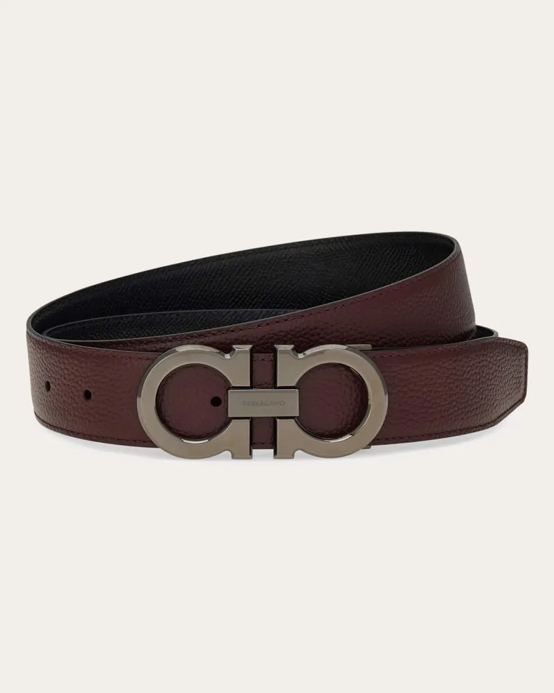 Ferragamo Uomo Cintura reversibile e regolabile Gancini Marrone Marrone