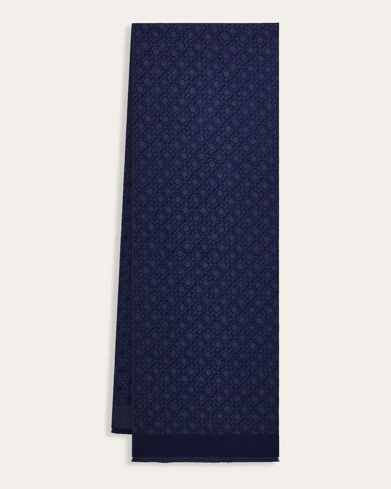 Ferragamo Uomo Sciarpa Gancini chain Blu Blu