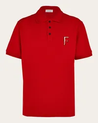 Ferragamo Uomo Polo in cotone con doppio ricamo Rosso Rosso