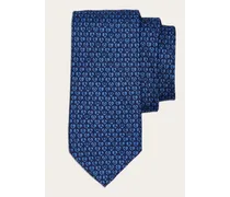 Uomo Cravatta in seta stampa Timbro Blu Navy/Azzurro