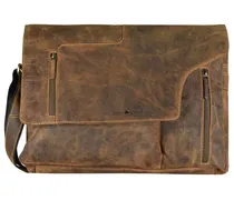 Borsa Revolver vintage a tracolla in pelle 40 cm marrone