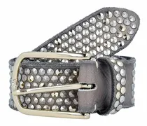 Cintura con borchie in pelle grigio 95 cm