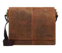 Messenger vintage con scomparto per laptop da 39 cm marrone