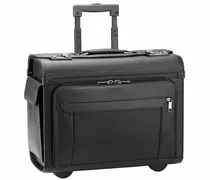 Valigia pilota per viaggi e affari Trolley in pelle 46 cm Scomparto per laptop nero