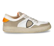 Sneakers Lyon da Uomo Bianche e Arancioni in Pelle Riciclata