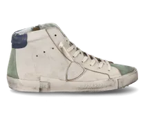 Sneakers Prsx da Uomo Bianche e Verde militare in Pelle