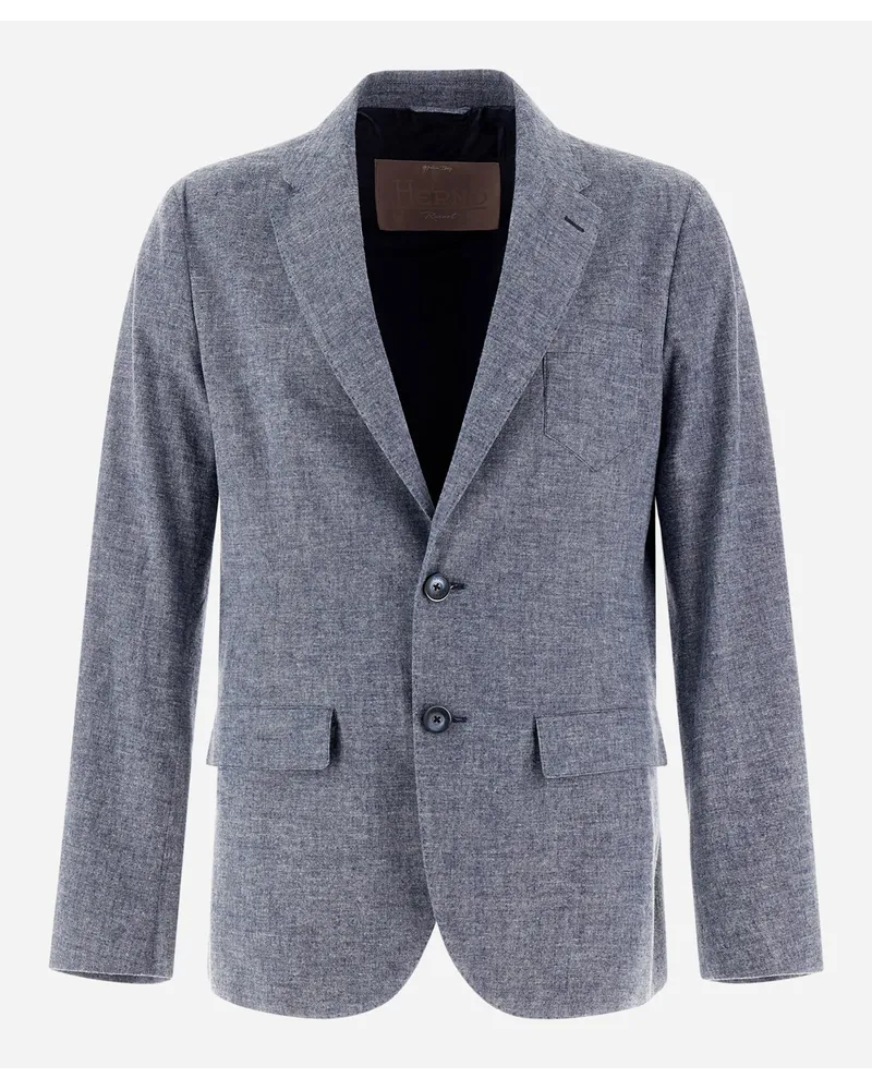 Herno Blazer Resort In Cotton Effect Denim Blu